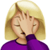 🤦🏼‍♀️ woman facepalming: medium-light skin tone display on Apple